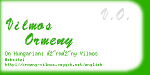 vilmos ormeny business card